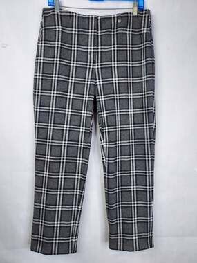 Robell Bella Fleece Trousers Women's 10 Crop Tartan Plaid Pull On Stretch Pants